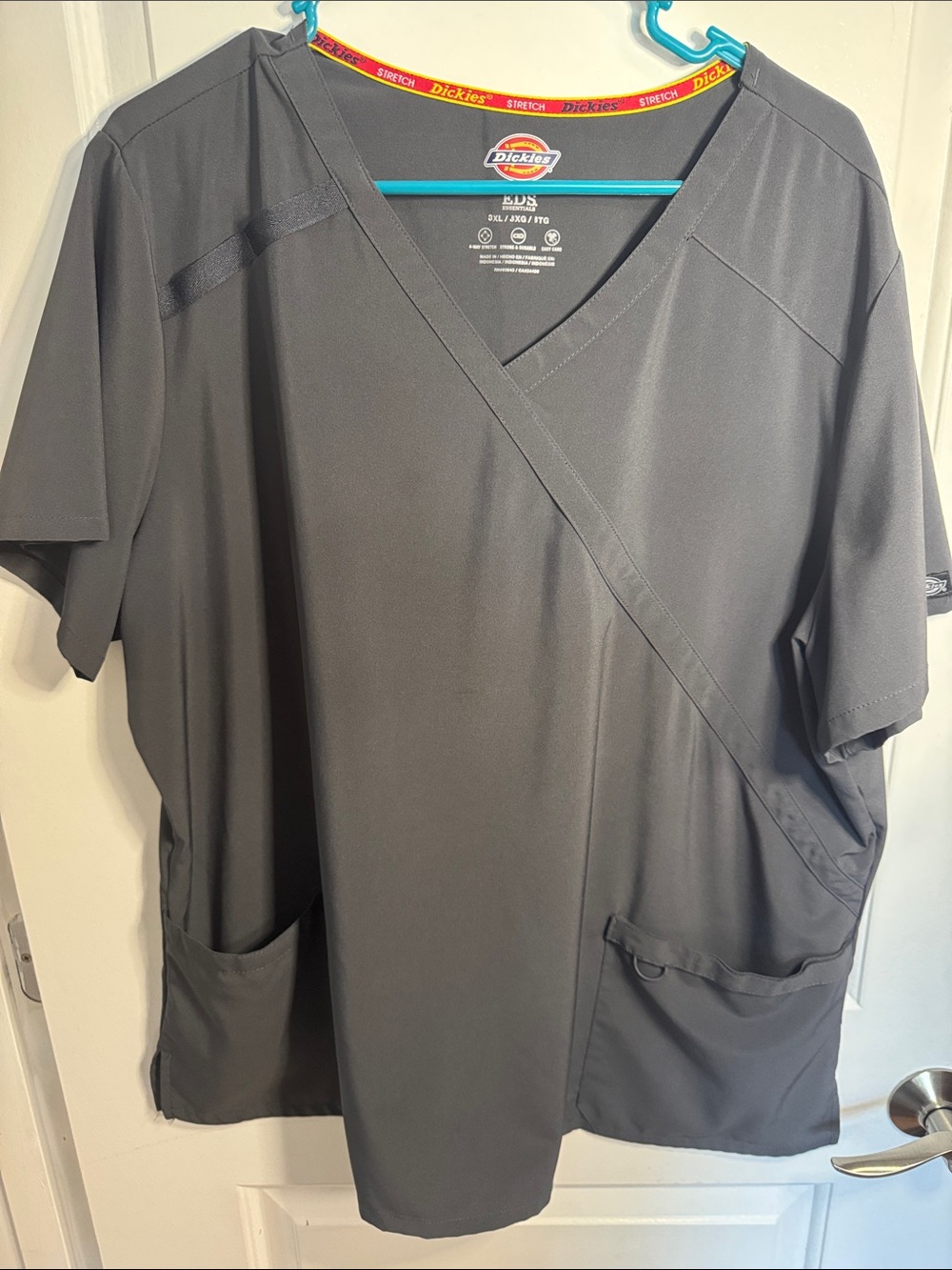 Dickies Women's Dark Gray Wrap-Style Scrub Top
